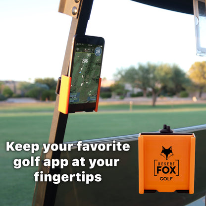 DESERT FOX GOLF Phone Caddy – American Flag Golf Cart Phone Holder – Secure Velcro Mount, One-Hand Access, Universal Fit, Patriotic Golf Accessories (Green Line)