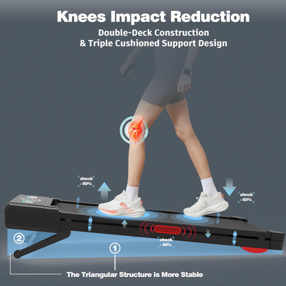TRAILVIBER Walking Pad Treadmill with 12% 9-Level Auto Incline, 450 lbs Capacity and RGB LED Screen Under Desk Treadmill with Auto Incline and Hiking Mode, Compact Treadmills for Home Small/Office