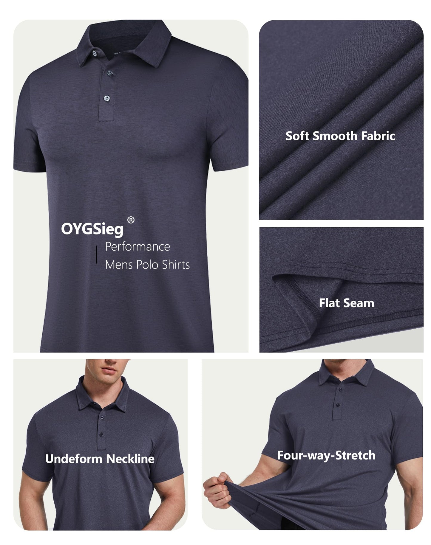 OYGSieg 6 Pack Mens Polo Shirts Performance Short Sleeve Golf Shirt Moisture Wicking Athletic Casual Collared T-Shirt SetB L