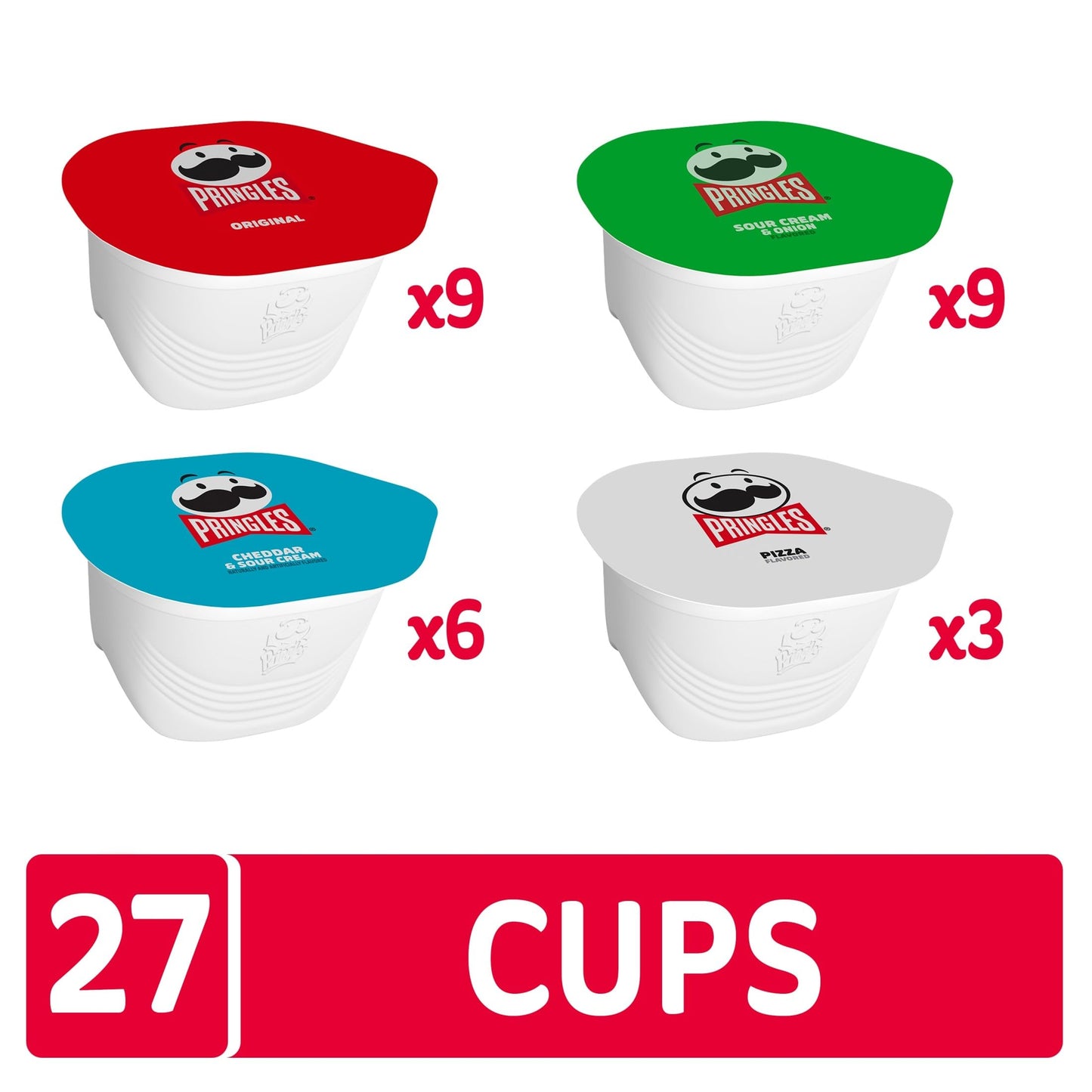 Pringles Potato Crisps Chips, Lunch Snacks, Back to School Snacks, Snack Stacks, Variety Pack (27 Cups)