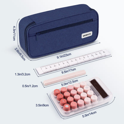WEMATE Pencil Case, Large Storage Organizer for Stationery, Back - to - School Essential, Teacher Must - have, Big Pencil Pouch, Marker Case School Supplies for College & High School Blue