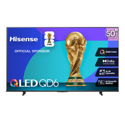 Hisense 50" Class QD6 Series (50QD6QF, 2025 Model) QLED 4K UHD Smart Fire TV, Voice Remote with Alexa, Dolby Vision, Dolby Atmos, Motion Rate 120, HDR 10+, Game Mode Plus, MEMC, VRR, ALLM