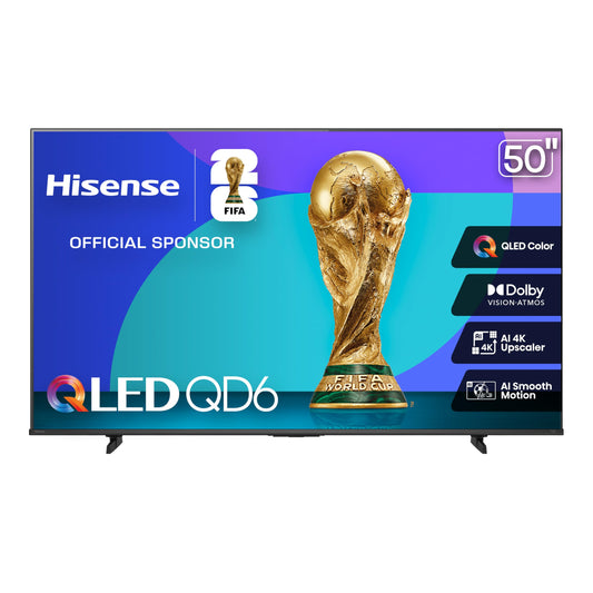 Hisense 50" Class QD6 Series (50QD6QF, 2025 Model) QLED 4K UHD Smart Fire TV, Voice Remote with Alexa, Dolby Vision, Dolby Atmos, Motion Rate 120, HDR 10+, Game Mode Plus, MEMC, VRR, ALLM