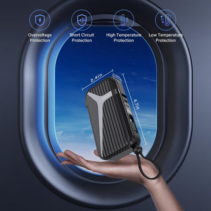 Portable Charger with Built in Cable and AC Wall Plug,10000 mAh External Battery Power Bank, LED Display 4 Outputs 2 Inputs, Travel Phone Charger Battery Pack for iPhone 16 15 14 13 Samsung iPad