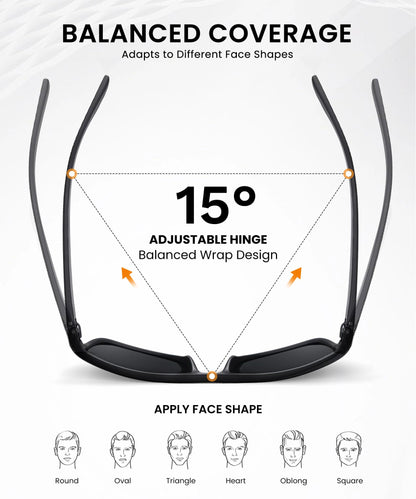 CIFOYA Polarized Sunglasses for Men Women, Square Sun Glasses for Driving Fishing Golf Lightweight Fashion Square Sun Glasses 100% UV400 Protection 3 Packs (Black/Ice Blue/Orange)