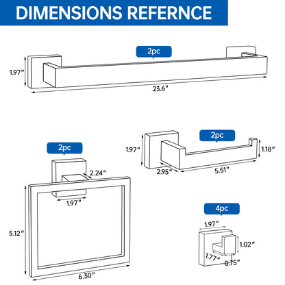 Hawkrown 10-Piece Bathroom Hardware Accessories Set, 23.6 Inch SUS304 Stainless Steel Towel Bar Set, Wall Mounted Bathroom Towel Holders, Towel Hooks with Toilet Paper Holder