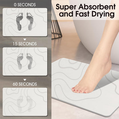 ZIKIBL Stone Bath Mat Diatomaceous Earth Shower Mat Stone Super Absorbent Diatomite Stone Bath Mats for Bathroom Quick-Drying Non-Slip Barhroom Floor Mat, Easy to Clean (24 * 16'')