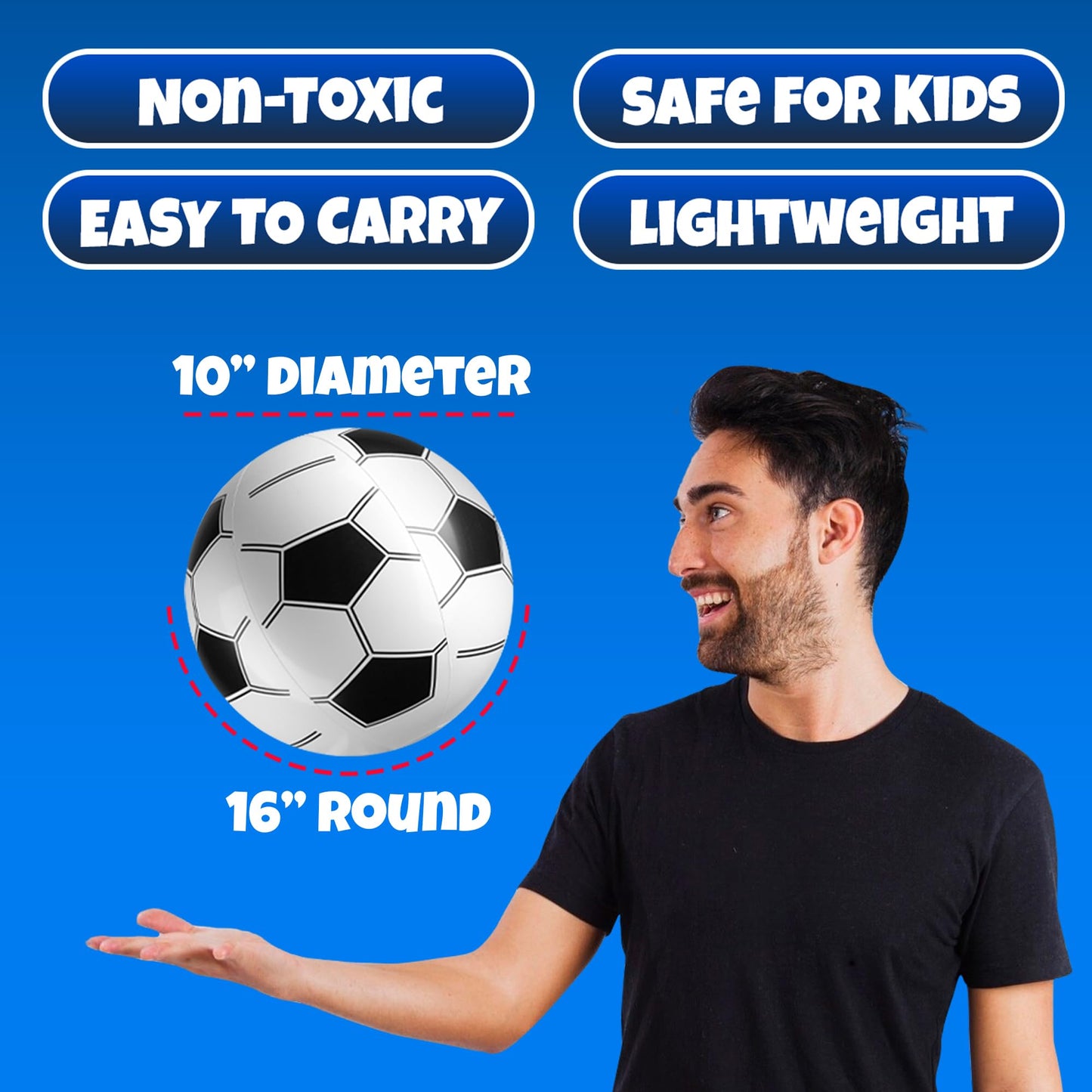 16" Inflatable Sports Beach Balls Variety Pack (12 Pcs) - 3 of Each - Basketball, Baseball, Football, Soccer Beach Balls for Sports - Themed Parties, Pool Toys, Birthday Decorations, and Party Favors