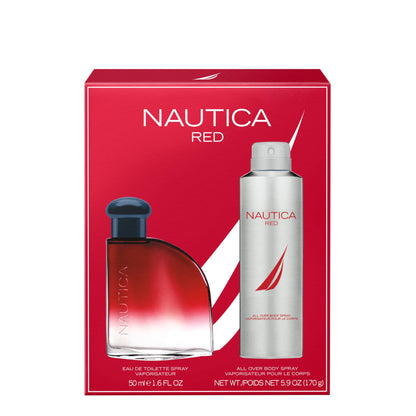 Nautica Color Red 1.6 fl oz EDT + 5.9 oz Deodorizing Body Spray, Aromatic Fougere, Notes of Black Pepper, Lavender and Rosemary, Men's Fragrance, Long Lasting, Everyday Fragrance