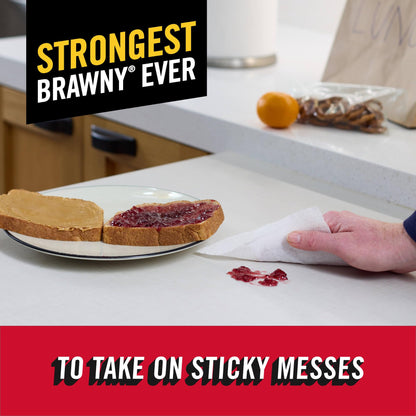 Brawny Tear-A-Square Paper Towels, 6 Double Rolls = 12 Regular Rolls, 3 Sheet Sizes (Quarter, Half, Full), Strength for All Messes, Cleanups, and Meal Prep