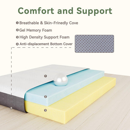 PicWooki Twin Mattress, 6 Inch Memory Foam Twin Size Mattress in a Box with Washable Removable Cover, Soft and Comfortable, Pressure Relief, Medium Firmness