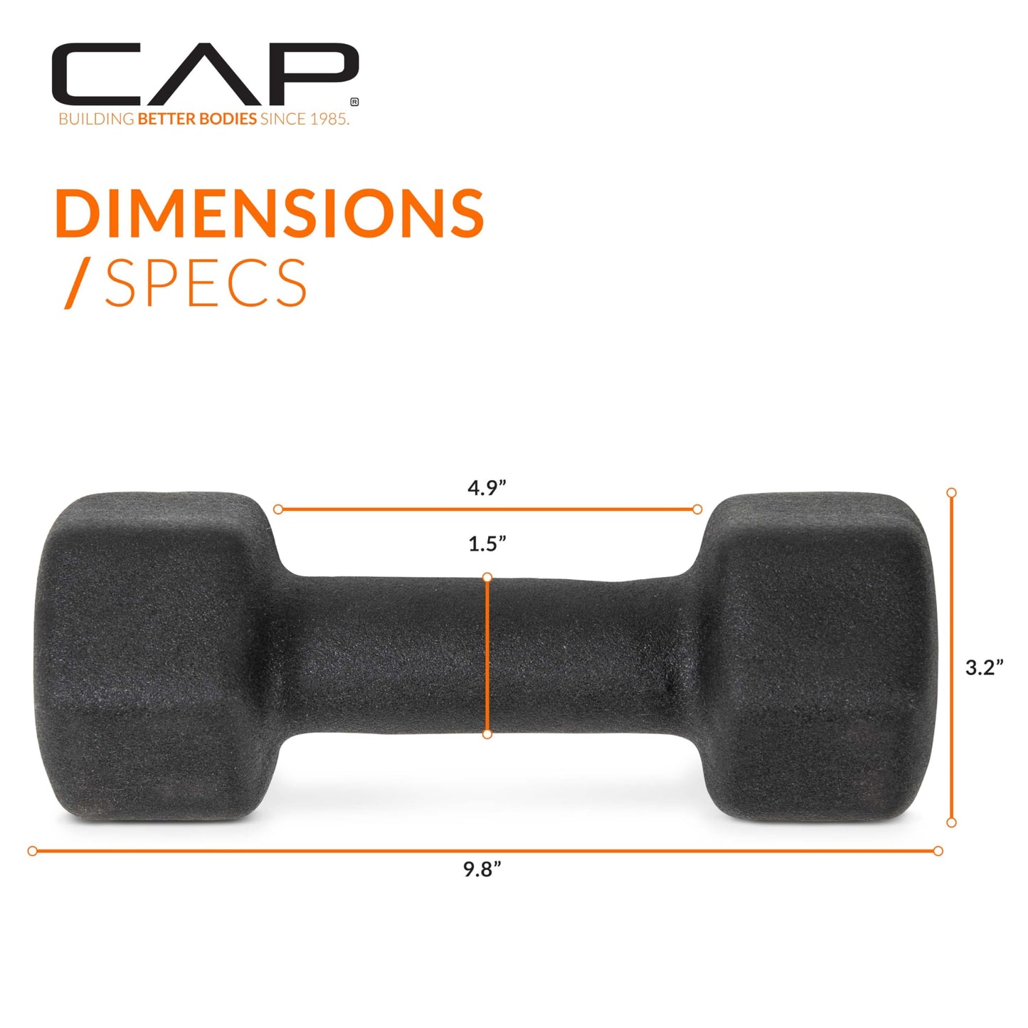 CAP Barbell 10 LB Neoprene Dumbbell Hand Weights - Pair | Black