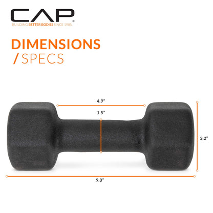 CAP Barbell 10 LB Neoprene Dumbbell Hand Weights - Pair | Black