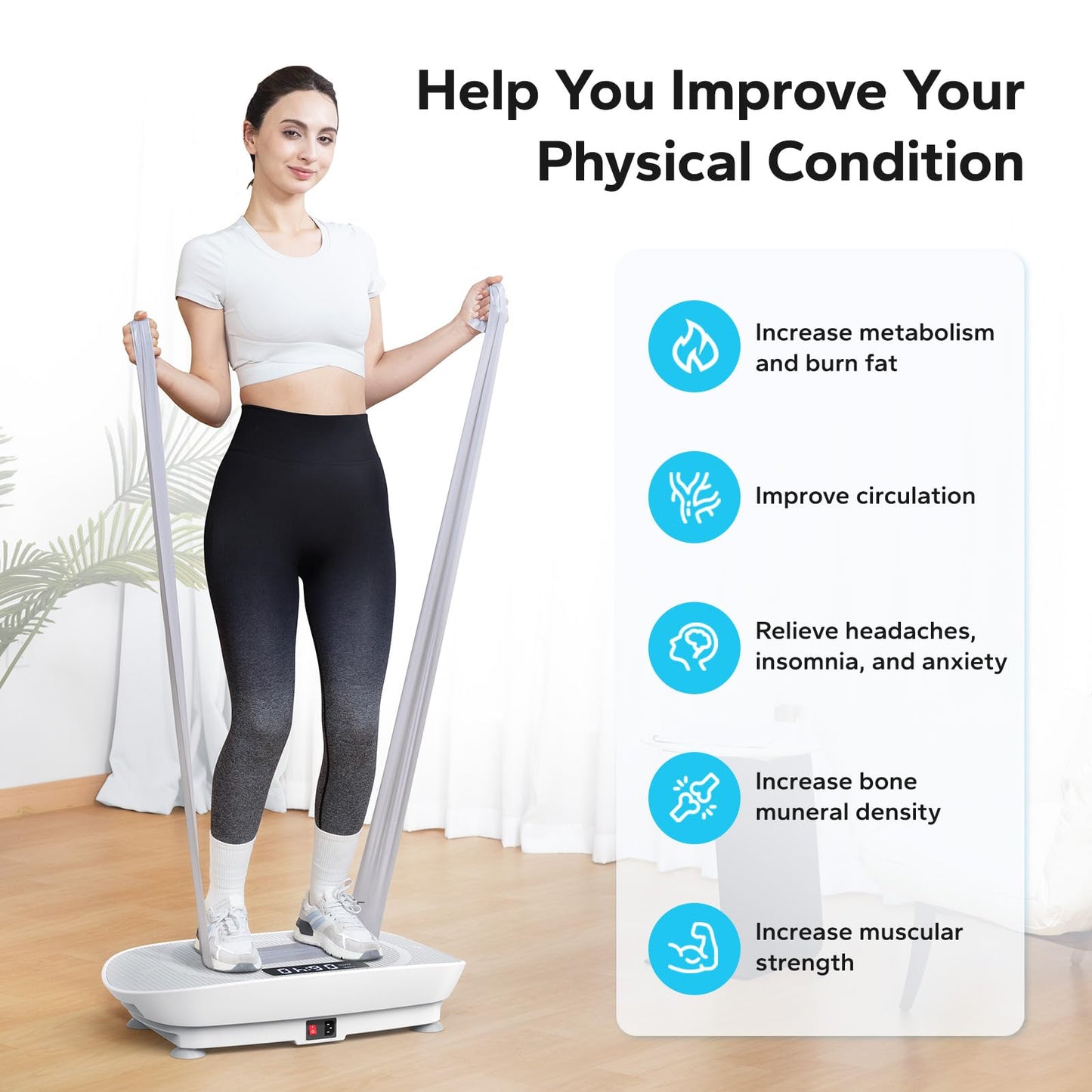 MERACH Vibration Plate Exercise Machine,Whole Body Workout Power Vibrate Fitness Platform Vibration Plate for Lymphatic Drainage,Motor Speed Control , Weight Loss & Shaping (Grey)