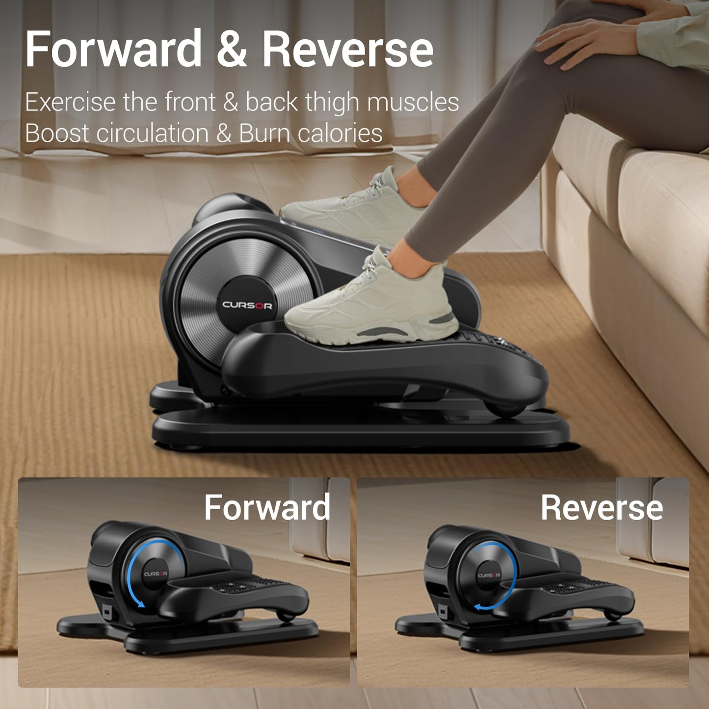 Under Desk Elliptical Machine, Electric Seated Pedal Exerciser, Mini Ellipse Leg Exerciser with Remote Control & 12 Adjustable Speeds, Forward & Reverse Direction, Manual & AUTO Mode for Home Seniors