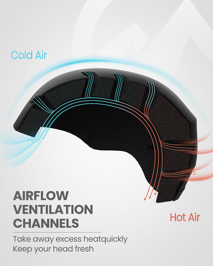 OutdoorMaster Kelvin Ski Helmet - Snowboard Helmet for Men, Women & Youth (Black,M)