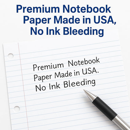 WritePads Notebook Paper College Ruled Loose Leaf Paper, Standard 8"x10-1/2",3 Hole Punched Binder Paper For 3 Ring Binder,150 Sheets/Pack, 4 Pack, White, MADE IN USA