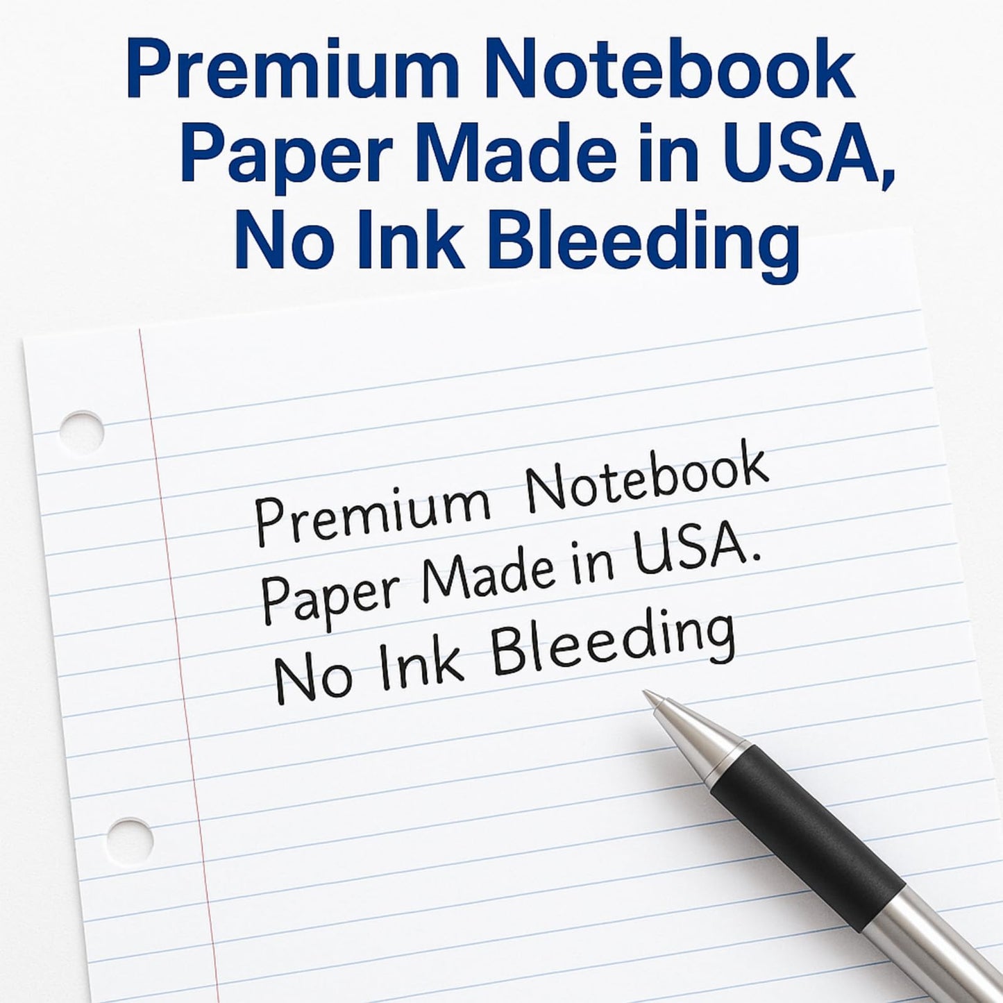 WritePads Notebook Paper College Ruled Loose Leaf Paper, Standard 8"x10-1/2",3 Hole Punched Binder Paper For 3 Ring Binder,150 Sheets/Pack, 4 Pack, White, MADE IN USA