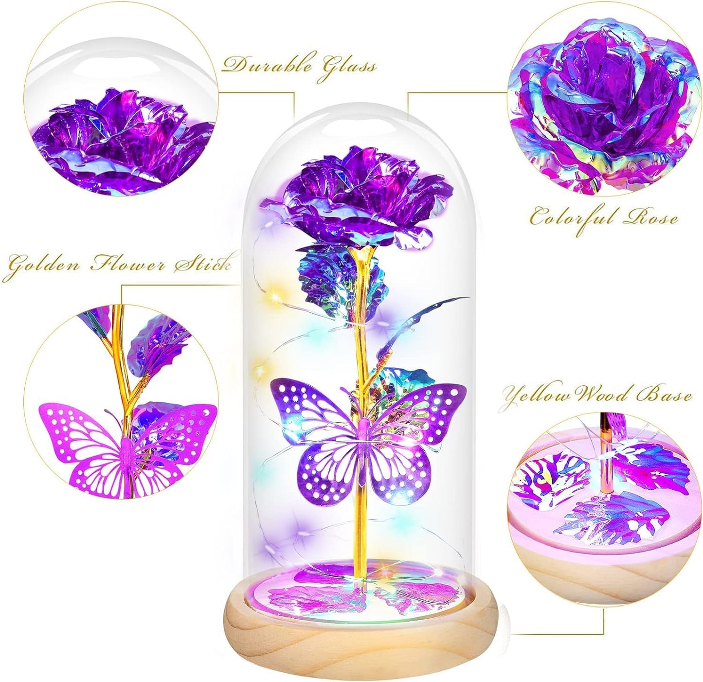 Mothers Day Rose Gifts for Mom Flowers Gifts For Women,Birthday Gifts for Women,Mother Day Roses Gifts from Daughter Son,Purple Butterfly Flowers Gifts for Mom,Sister,Her,Grandma,Wife,Anniversary