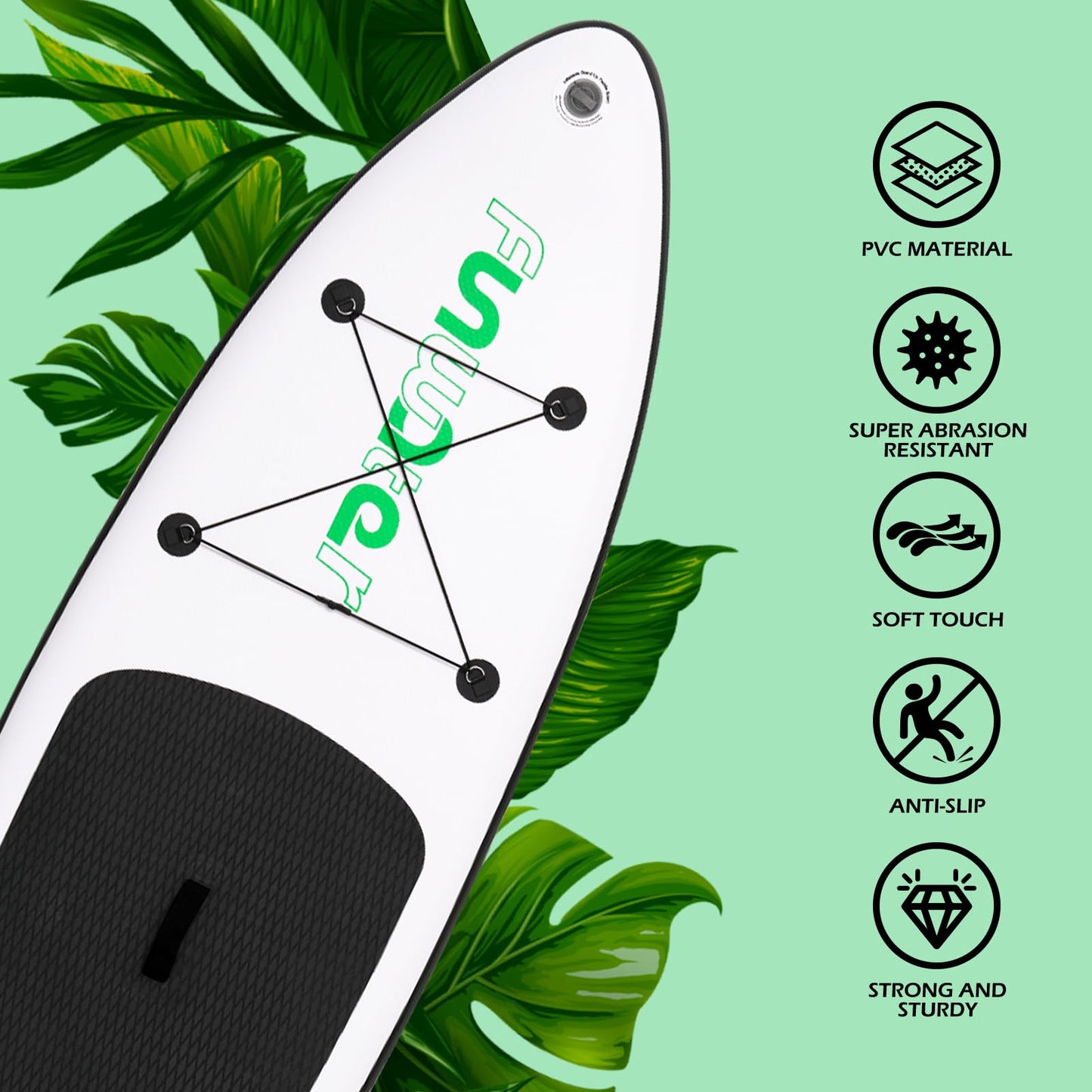 FunWater SUP Inflatable Stand Up Paddle Board 10'6×33"×6" Ultra-Light Inflatable Paddleboard with ISUP Accessories,Fins,Adjustable Paddle, Pump,Backpack, Leash