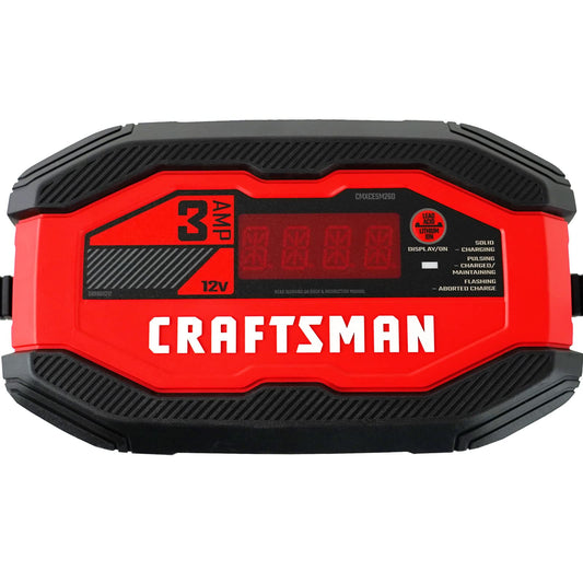 CRAFTSMAN Battery Charger and Maintainer, CMXCESM260, 3-in-1, Fully Automatic, 3 Amps, 12 Volt, for Motorcycle, Car, SUV, Truck and Marine Batteries