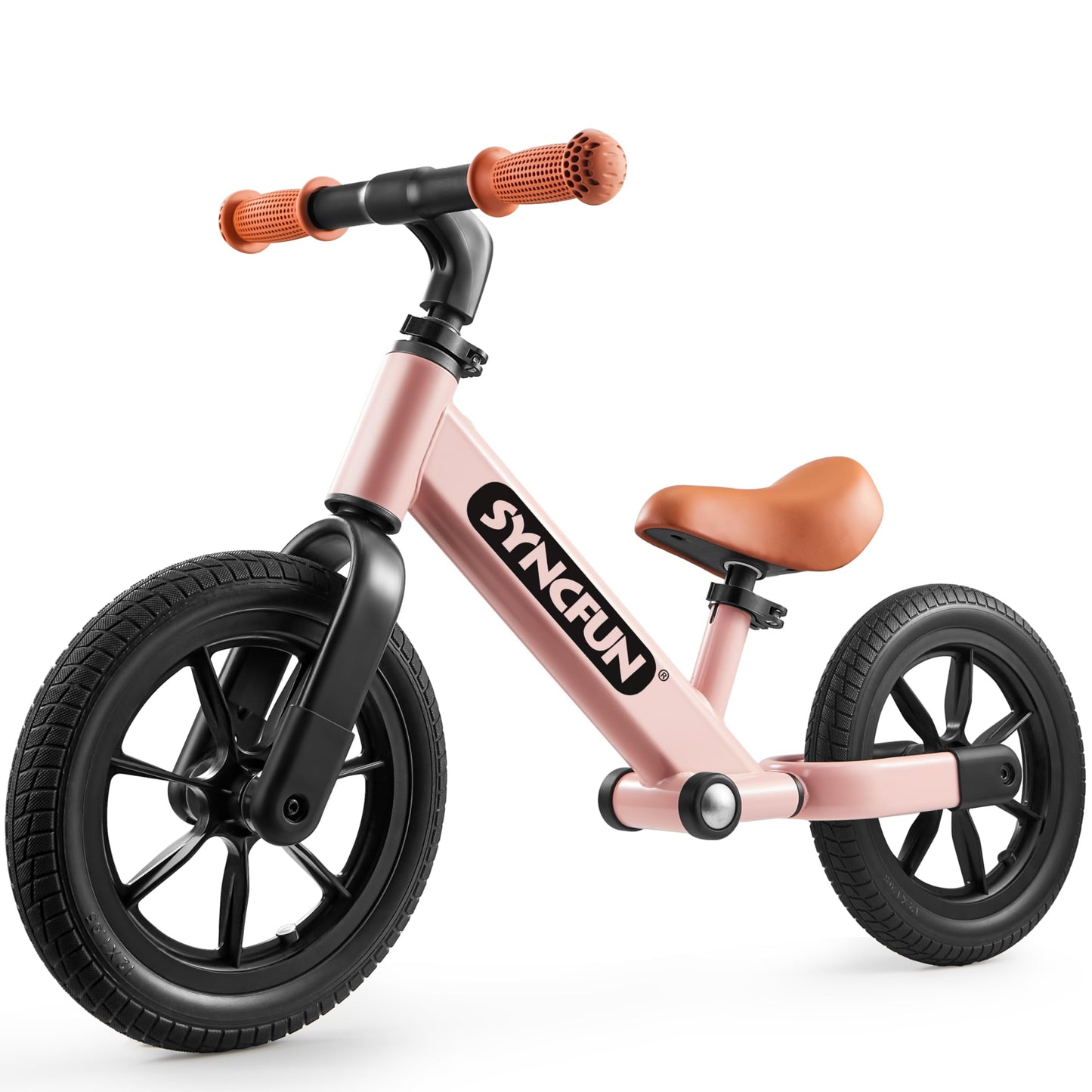 SYNCFUN Toddler Balance Bike, 12'' Lightweight Toddler Bike for 2, 3, 4, 5 Year Old Boys and Girls, Anti-Skid Tires, No Pedal Kids Bike, Easy Adjustable Seat and Handlebar, Gift Bike for Kids (Pink)