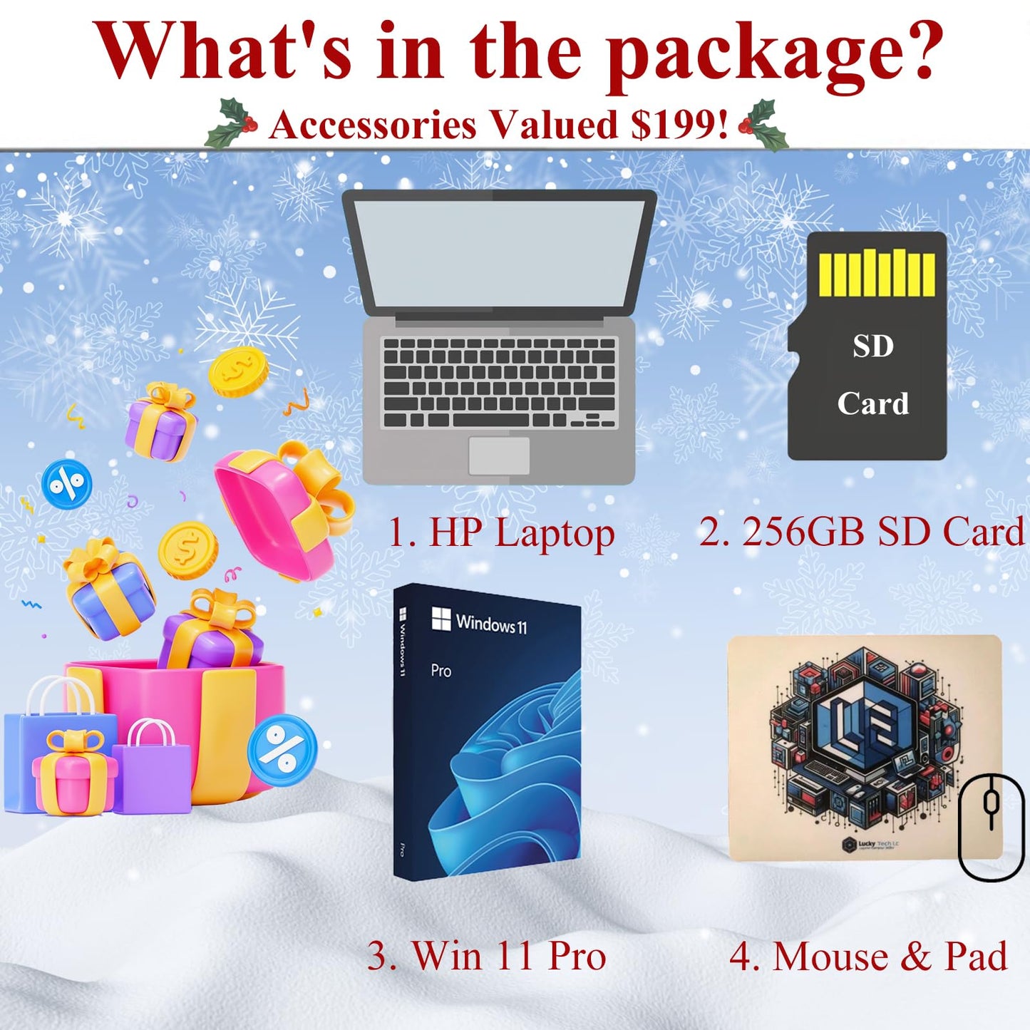 HP Portable Student Business Laptop - 3 Free Bundles, Win 11 Pro, Microsoft 365, Ultral Light and Thin, 14" HD Display for Student, Work, 16GB DDR4, 384GB Storage(128GB eMMC+256GB Card), Intel 4-Core