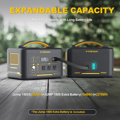 Vtoman 2376Wh Portable Power Station Bundle with Extra Battery & 200W Solar Panel Included, Up to 3000W Solar Generator for Home Backup, Off-grid, Road Trip, RV, Camping, Emergencies