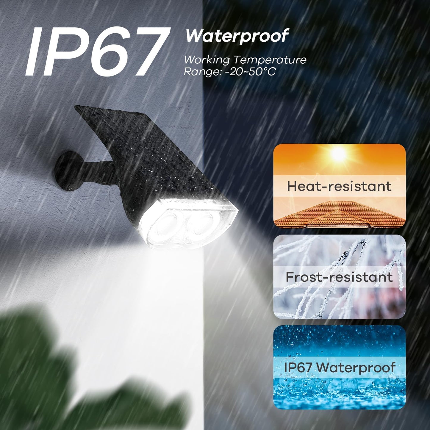 Linkind StarRay Solar Spot Lights Outdoor, IP67 Waterproof Dusk-to-Dawn Landscape Spotlights, 6500K Daylight Wall Lights for Garden Yard, Garden, Yard, (Cool White, 2 Pack)