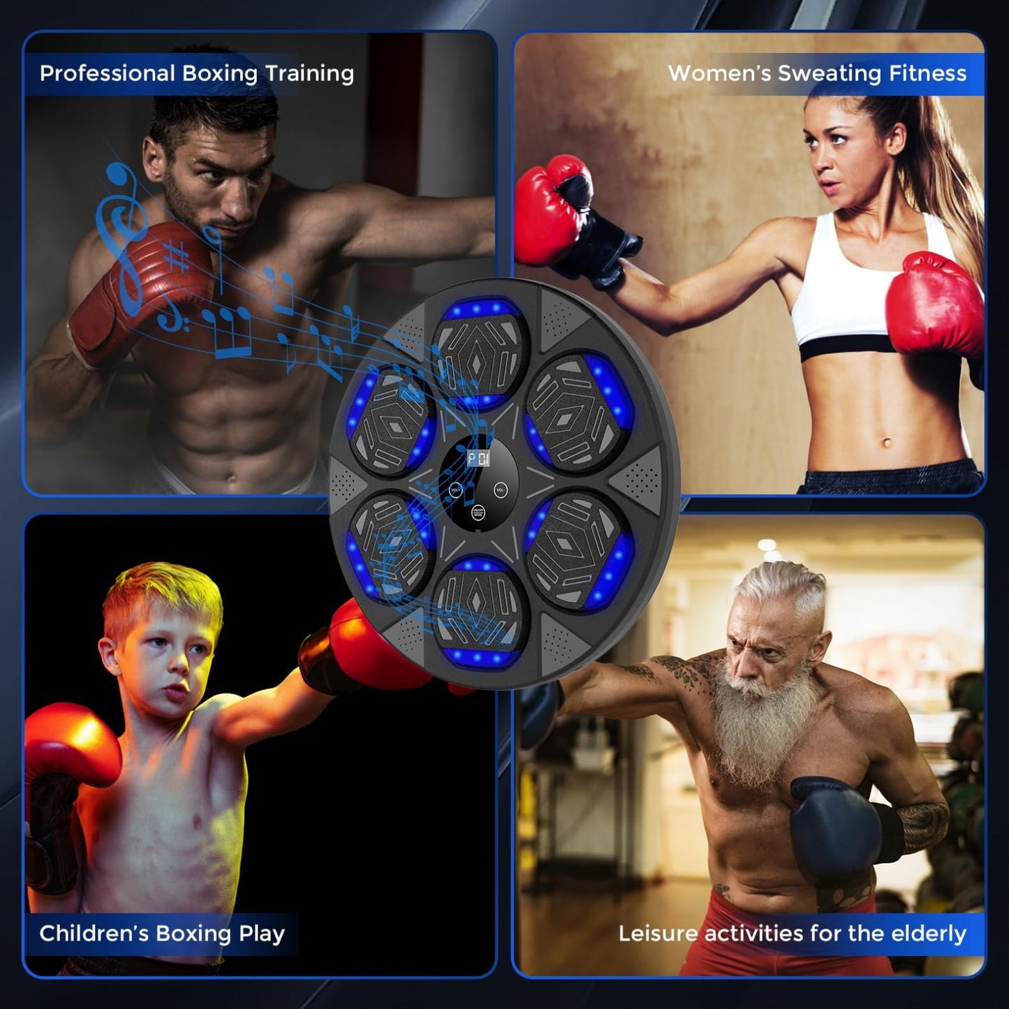 LOLBOX Music Boxing Machine, Boxing Wall Mount Machine for Kids Adult, Bluetooth Smart Boxing Traineing Machine with Boxing Gloves, Boxing Workout Equipment Target for Home, Office, Gym (Upgrade)