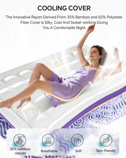 ChiXpace Dual Layer 4 Inch Memory Foam Mattress Topper King - 2 Inch Gel Memory Foam and 2 Inch Pillow Top Mattress Pad, 7-Zone Egg Crate King Size Mattress Topper(White)