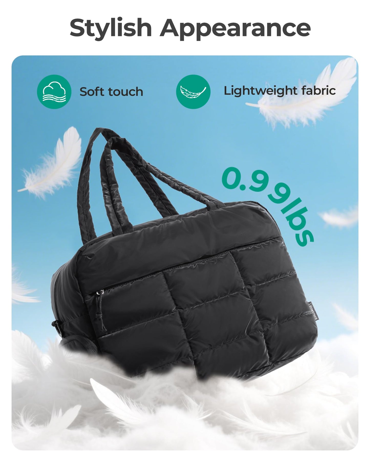 BAGSMART Small Gym Bag for Women, 23L Carry on Travel Duffle, Water-resistant Dance Bag with Shoe Compartment, Black