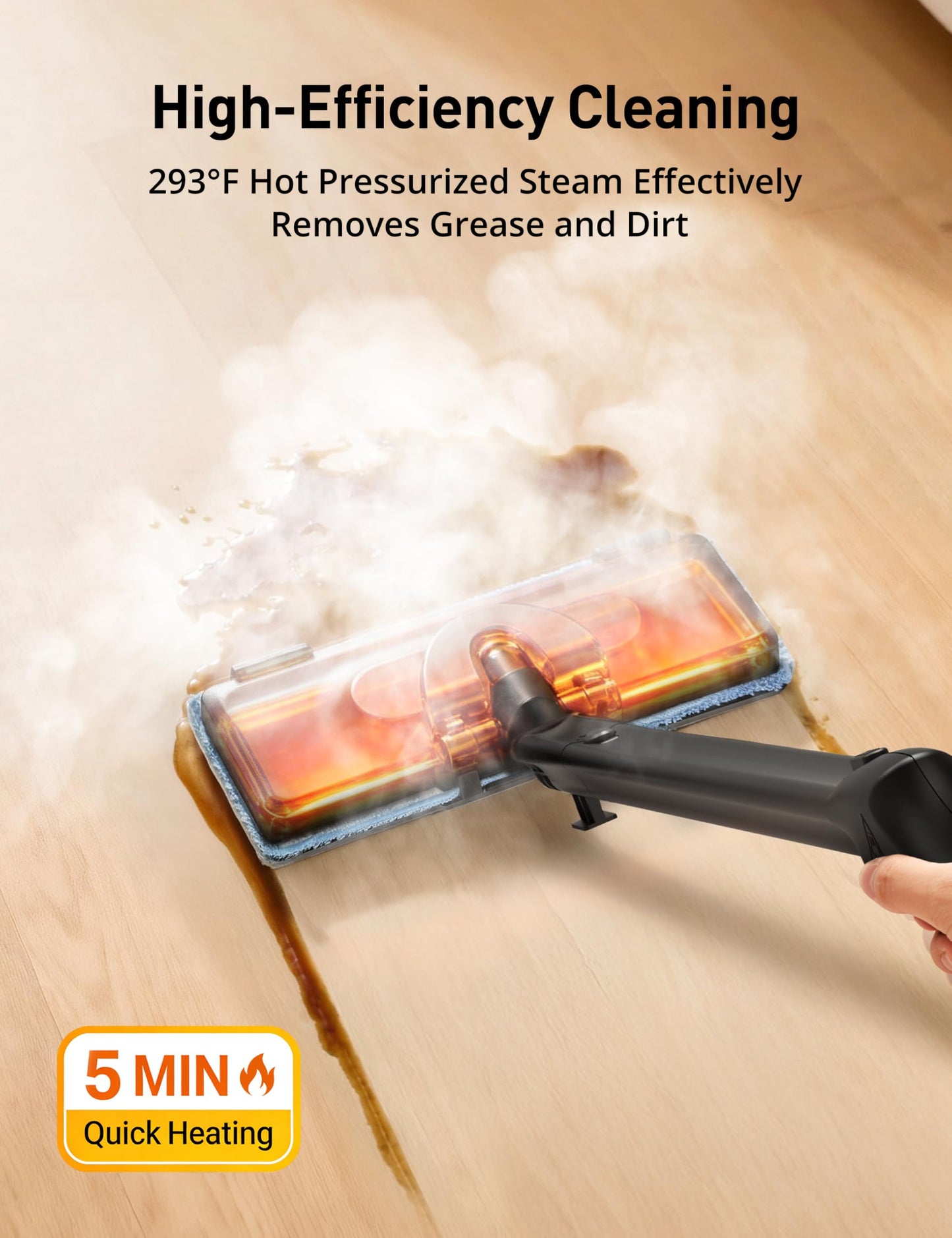 Aspiron Steam Cleaner, 293°F 58 PSI Powerful Multipurpose Handheld Steam Mop for Home Use, 21 Attachments, 50Oz Capacity, Heavy Duty Steamer for Carpets, Floors, Cars, Tiles, Crack Cleaning, Blue