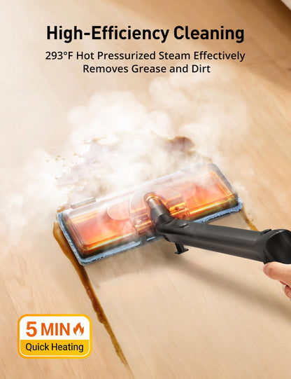 Aspiron Steam Cleaner, 293°F 58 PSI Powerful Multipurpose Handheld Steam Mop for Home Use, 21 Attachments, 50Oz Capacity, Heavy Duty Steamer for Carpets, Floors, Cars, Tiles, Crack Cleaning, Blue