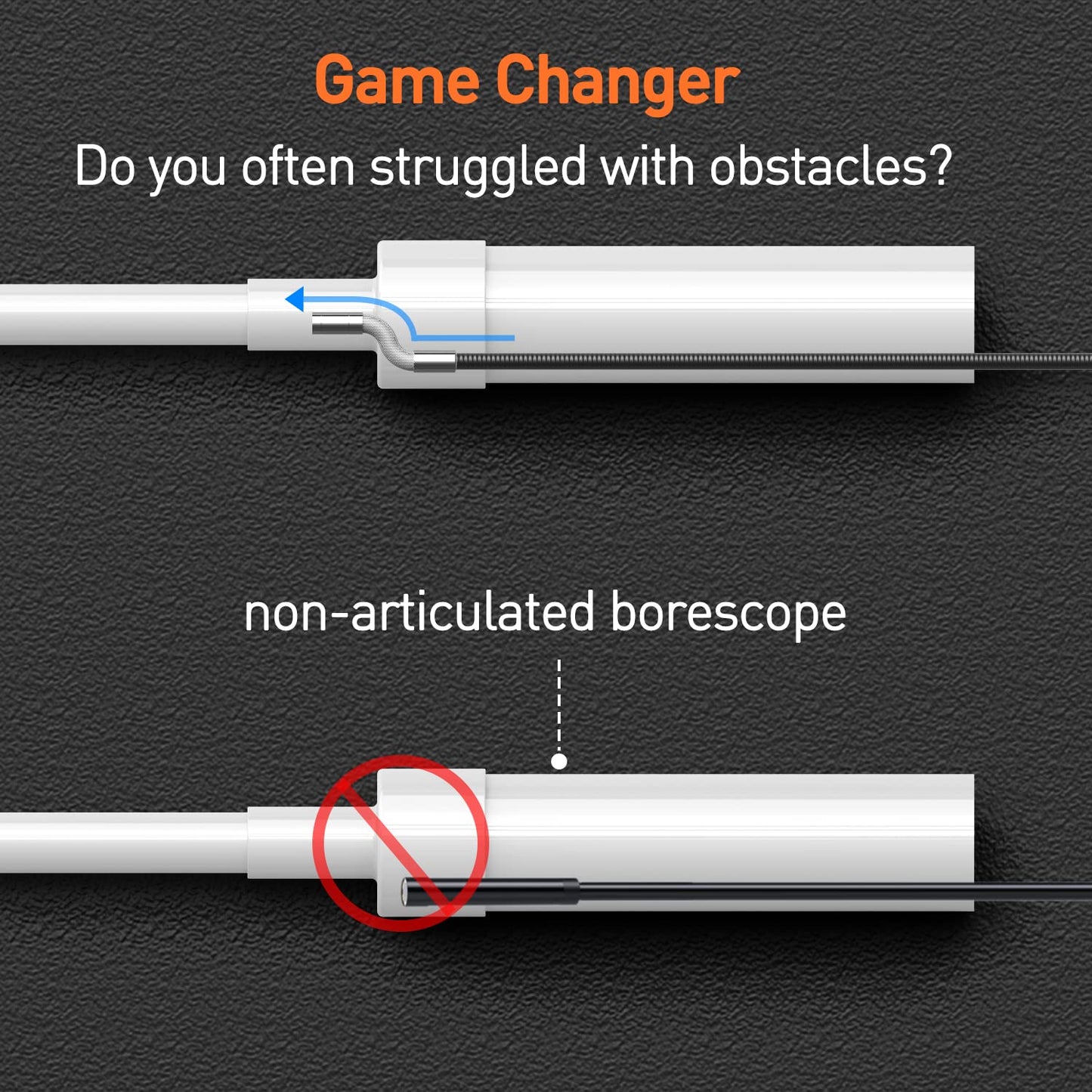 10FT Articulating Borescope, DXZtoz Inspection Camera with 0.33in Two-Way Steering Snake Camera, Waterproof 1080P Endoscope Camera with Light for Mechanics Electriction Wall Pipe Inspection