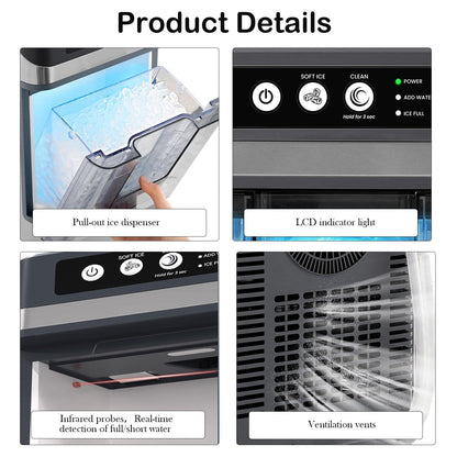 Large Capacity Ice Makers Countertop One-Click Operation Self-Cleaning Portable Ice Maker 41lbs/24H with There is A Detachable 3L Water Tank Ice Machine for Home,Bar,Office