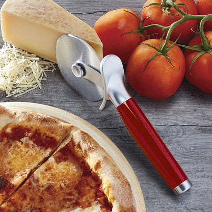 KitchenAid Classic Pizza Wheel with Sharp Blade For Cutting Through Crusts, Pies and More, Built In Finger Guard for Safety and Comfort Grip to Protect Fingers, Dishwasher Safe, 9-Inch, Red