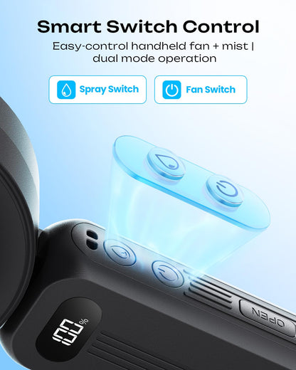 Otlonpe Handheld Misting Fan Portable, Powerful High Speed, Small Personal Rechargeable Cooling Mister Fan Water Spray Mist, 4000mAh Battery Operated for Travel Indoor Outdoor Hand Desk (Black)