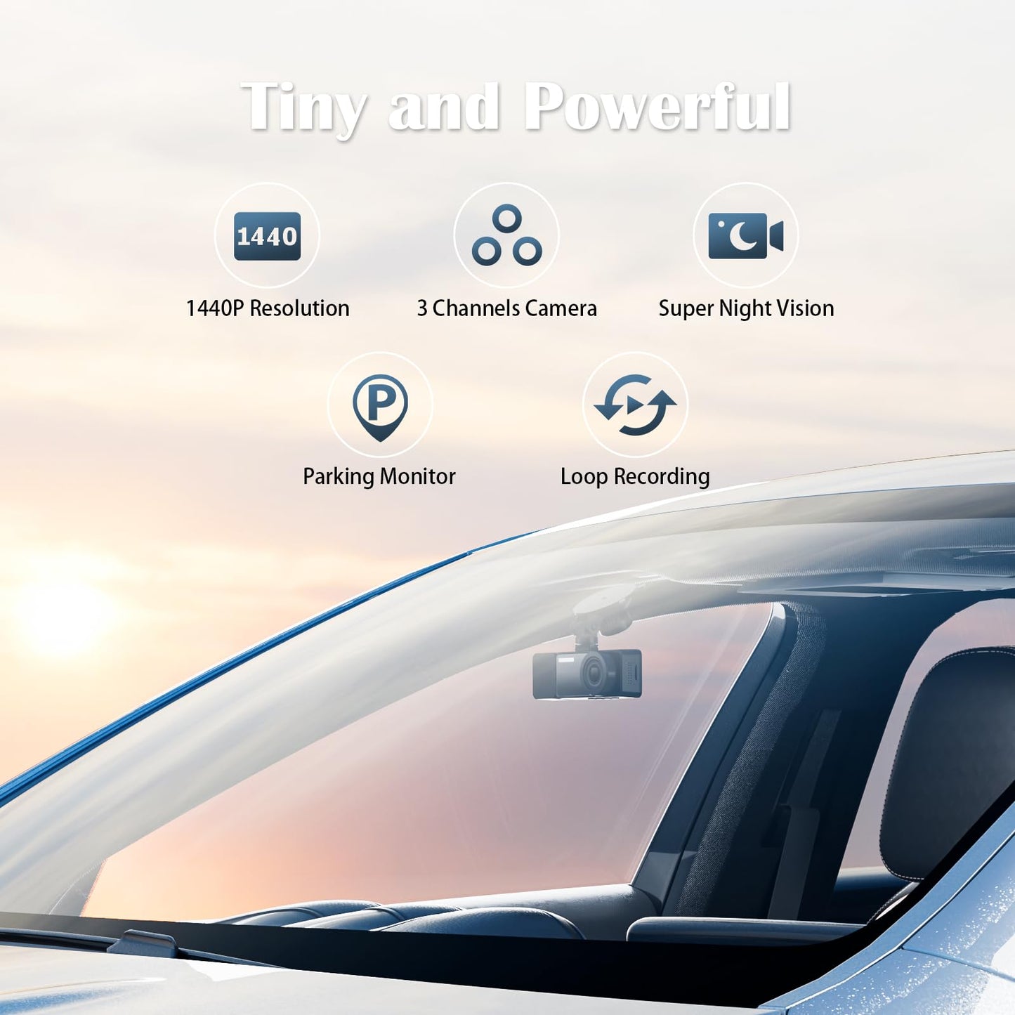 3 Channel Dash Cam Front and Rear Inside,2560x1440P Front Dash Cam,Free 64G SD Card,3.18" IPS Large Screen Dash Camera for Cars,IR Night Vision, Interior Car Camera 24/7 Driving Recording(Black