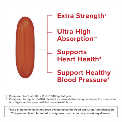 Qunol CoQ10 200mg Softgels, Ultra CoQ10 - Ultra High Absorption Coenzyme Q10 Supplements - Antioxidant Supplement for Vascular and Heart Health & Energy Production - 2 Month Supply - 60 Count