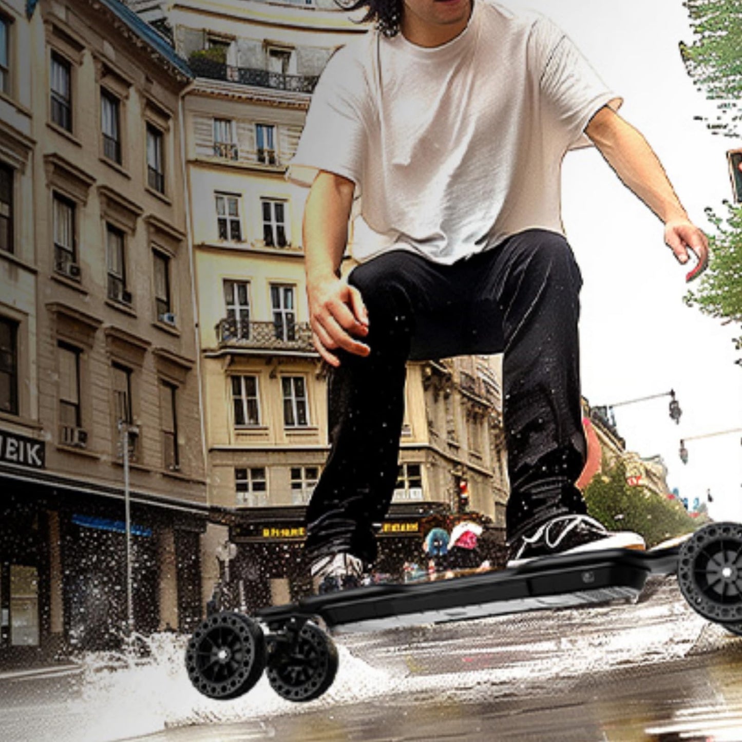 isinwheel V10 Electric Skateboard with Remote, 3000W Brushless Motor, 32 Mph Top Speed & 28 Miles Range, IP54 Waterproof, Electric Longboard Offroad for Adults ＆Teens with Ambient Light