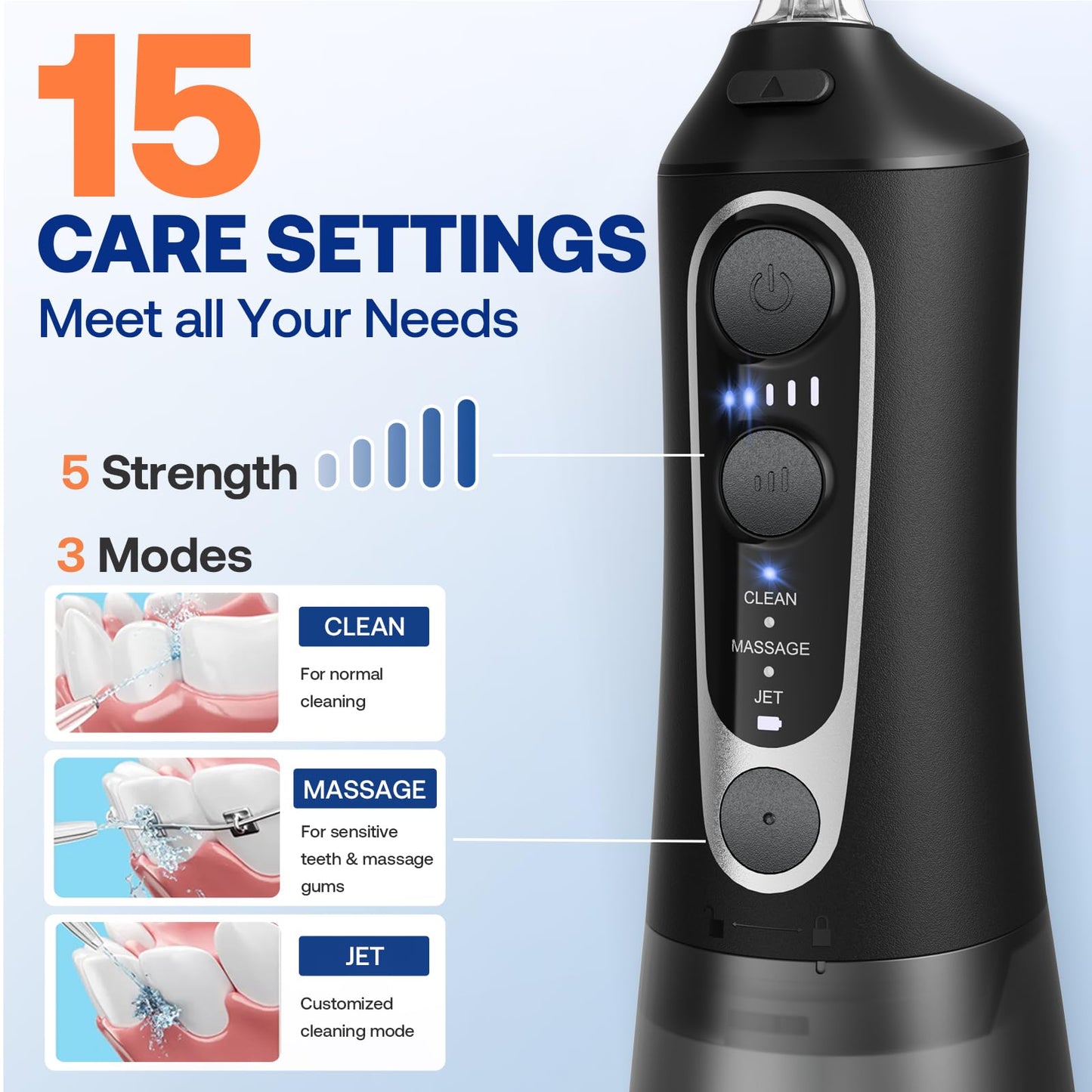 Bitvae C6 Water Flossers for Teeth - Cordless Water Dental Flosser Teeth Picks for Travel with 6 Jet Tips, 3 Modes 5 intensities, IPX7 Waterproof Portable & Rechargeable Oral Irrigator Cleaner, Black