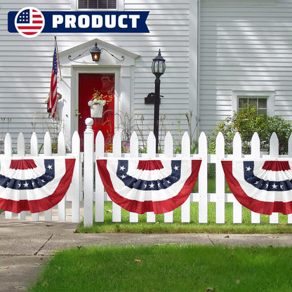 LinaGarten 2x4 Ft American Pleated Fan Flag USA Bunting 4th of July Flags Decor Outside Porch Garden Banner Embroidered Patriotic Stars & Sewn Stripes Canvas Header Brass Grommets