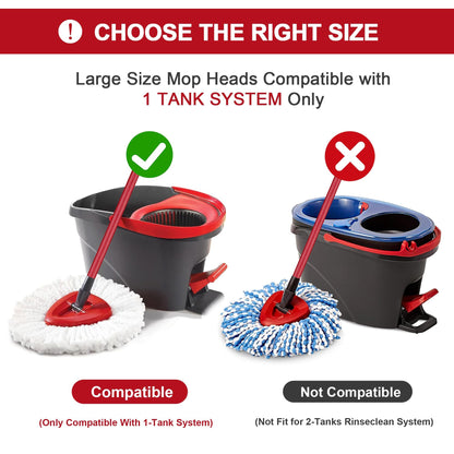 4 Pack Mop Heads Replacements for O-Ceda Easy Wrin Spin System, Microfiber Refills, Easy Cleaning Mop Repalce Head