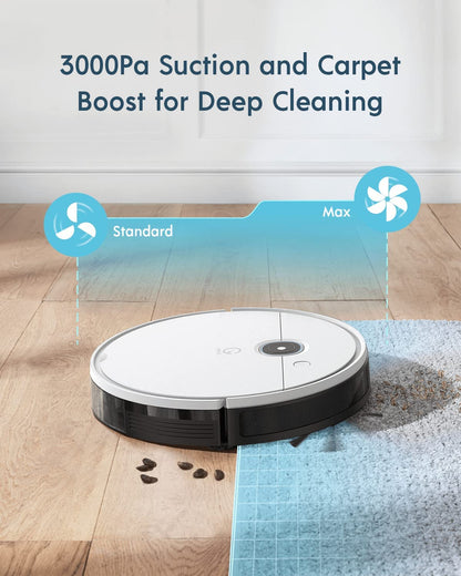 Yeedi vac x Robot Vacuum - Ultra-Slim Design, Powerful 3000Pa Suction, Carpet Detection, Smart Mapping - Ideal for Carpet, Hard Floor Cleaning, Pets - Alexa Compatible, Wi-Fi Connected