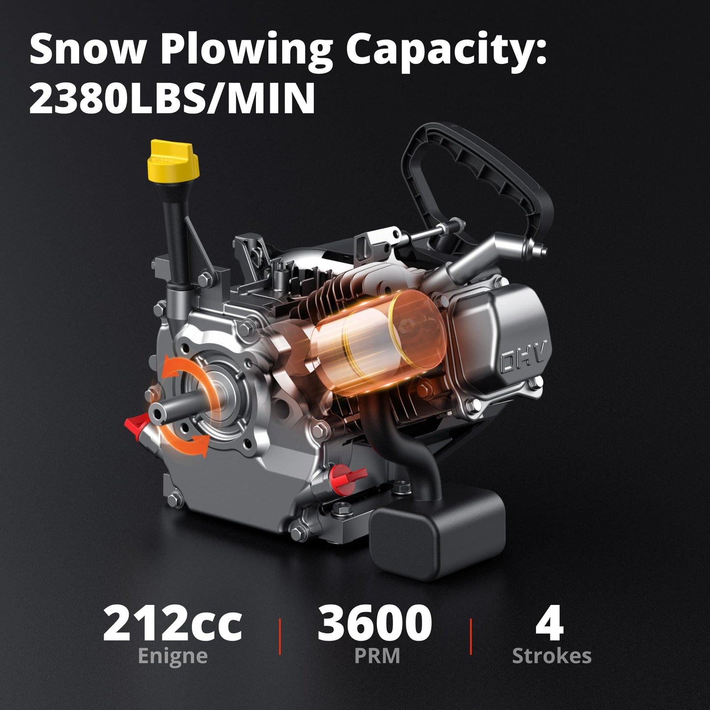 AMERISUN Snow Blower, 24-Inch Gas Powered Snow Blower 7HP OHV 212cc Engine,Self-Propelled Snow Thrower, Electric Start,13-Inch Snow Tires, LED Lights,180° Rotatable Chute, for Driveways & Heavy Snow