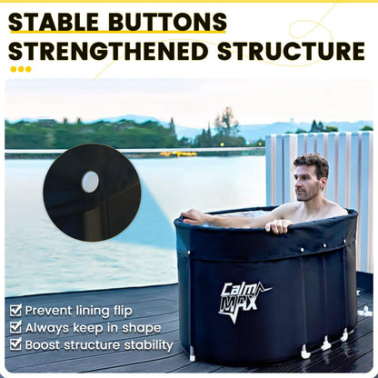 CalmMax Oval Ice Bath Tub with Cover for Athletes XL Portable Cold Plunge Tub - 130 Gal Capacity for Cold Water Therapy Ice Baths at Home Outdoor Gym