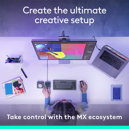 Logitech MX Creative Console, 9 Customizable LCD Keys, Stream Deck Accessories,Connectivity Technology USB-C, Control Dial for Graphic Design, Zoom, Spotify - Graphite, 3-Month Adobe Cloud Membership