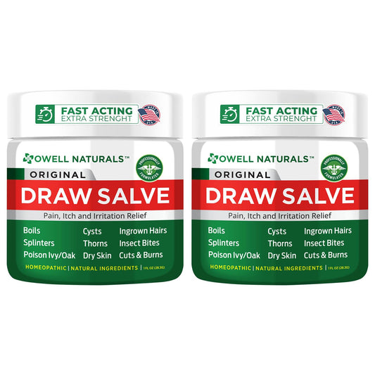 OWELL NATURALS Drawing Salve Ointment Fast Acting Formula for Skin, Splinters, Ingrown Hairs, Boils & Cyst, Bug Bites, bee Sting, Mosquito bite Itch, Poison Ivy (2 Pack)