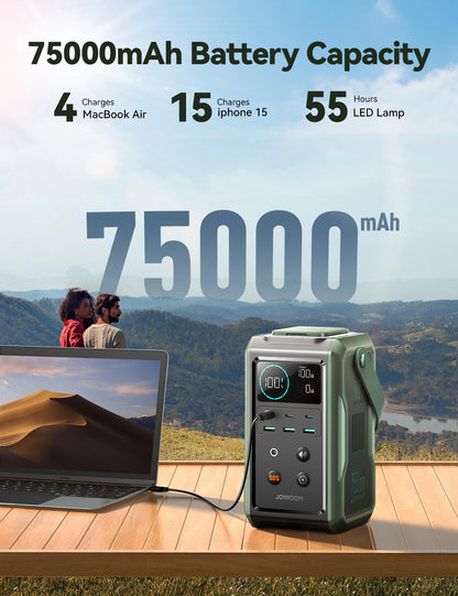 JOYROOM Portable Power Station 75000mAh，Outdoor 240Wh Battery (LED Light and SOS Mode) QC3.0 100W Fast Charging, for Camping, Traveling, and Emergencies